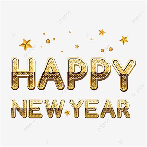 Golden New Year Vector Art Png Happy New Year Golden Text With Stars