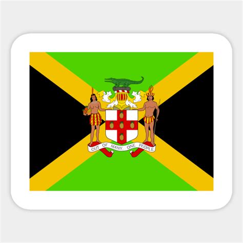 Jamaican Coat Of Arms Flag Jamaica Sticker Teepublic