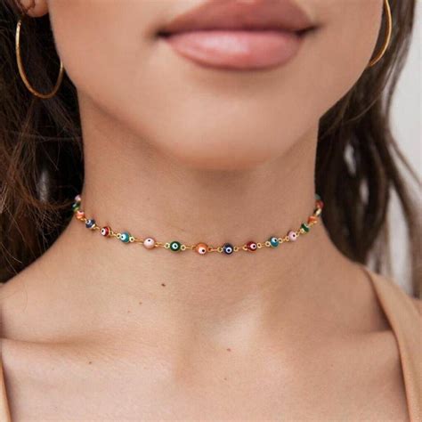 Multicolour Adjustable Evil Eye Choker Necklace For Her By The