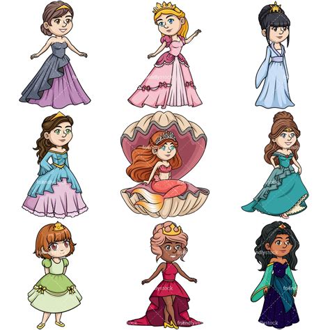 Beautiful Princesses Cartoon Vector Clipart Friendlystock