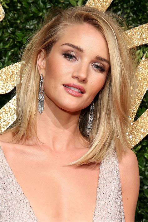 Rosie Huntington Whiteley The Best Beauty Looks Of Natural Born Beauty Long Bob Hairstyles