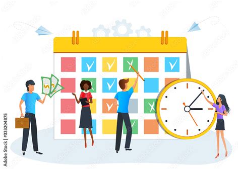 Vector Illustration Business People Planning Schedule Businessman Is