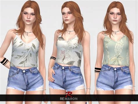 Floral Top For Women 02 By Remaron At Tsr Sims 4 Updates