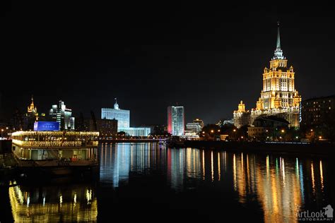 Splendid Nightscape Of Moscow City At Moskva River Artlook Photography