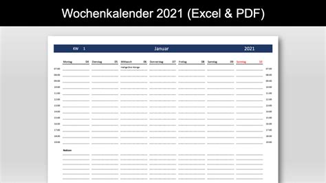 Wochenkalender 2021 als kostenlose vorlagen für pdf zum download & ausdrucken. Wochenkalender 2021 (Excel & PDF) - Ausdrucken | Muster ...