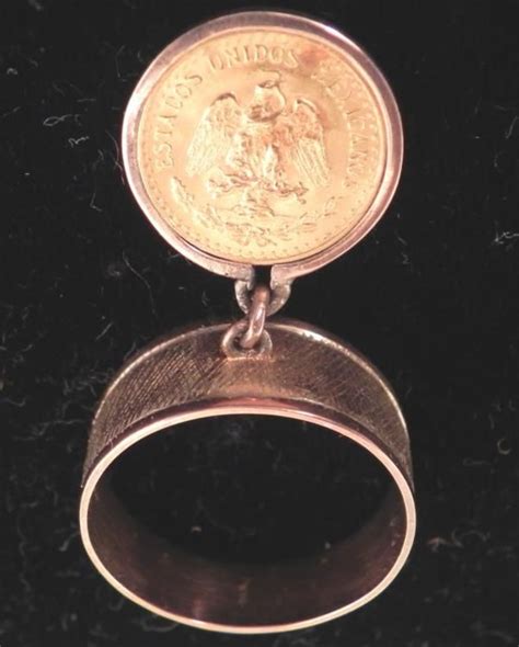 1945 Dos Pesos Gold Coin Ring On 14k Band