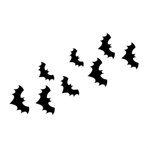 Flying Bats Group Isolated On White Background Black Night Bat