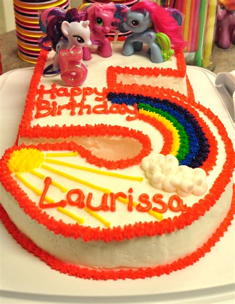 Number 5 Shaped My Little Pony Rainbow Cake For 5th Birthday Party