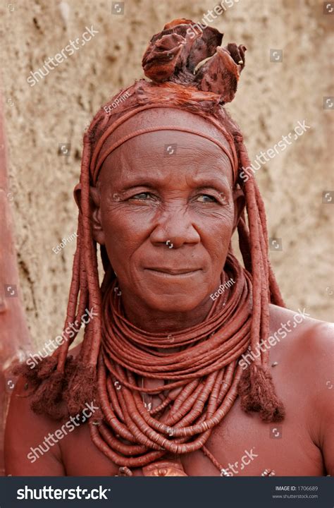 An Old Himba Woman With Traditional Cultural Decorations Kaokoland