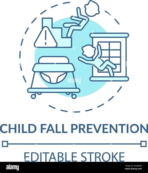 Child Fall Prevention Turquoise Concept Icon Stock Vector Image And Art
