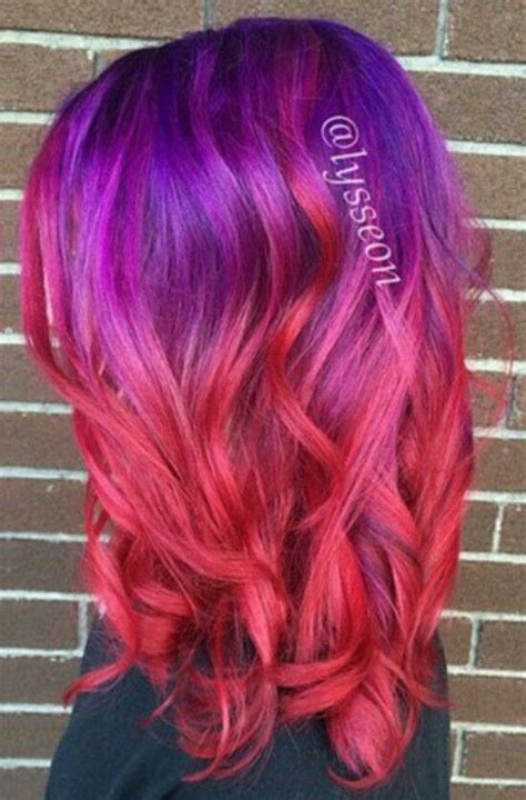 Purple And Red Ombre Dyed Hair Vivid Hair Color Red Ombre Hair Dyed