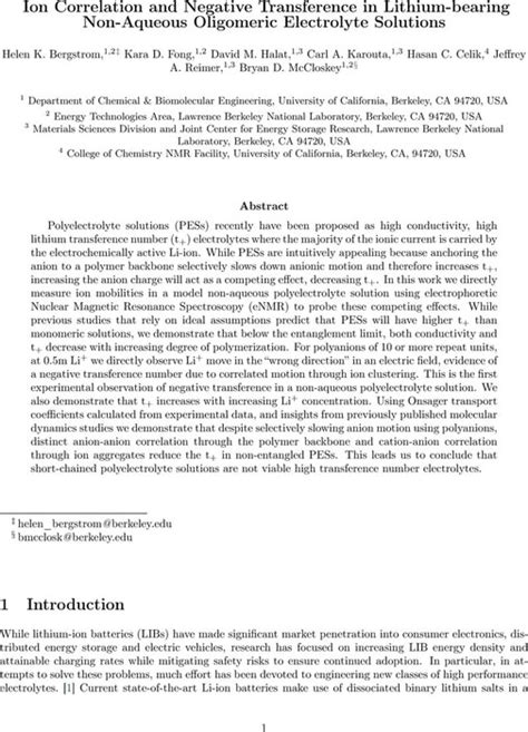 Ion Correlation And Negative Transference In Lithium Bearing Non