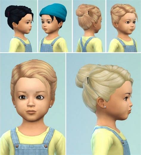 Birkschessimsblog Toddlers Hair Bun With Clips Sims 4