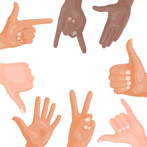 Premium Vector Hands Deaf Mute Different Gestures Human Arm People