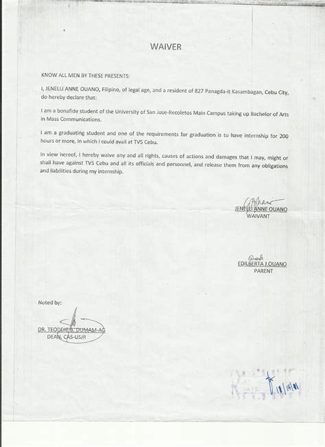 endorsement letter waiver application letter  resume