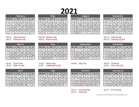 2021 Accounting Calendar 5 4 4 Free Printable Templates