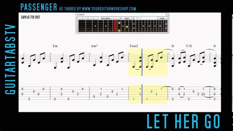 Let Her Go By Passenger Acoustic Guitar Pro Tabs Live Version Youtube