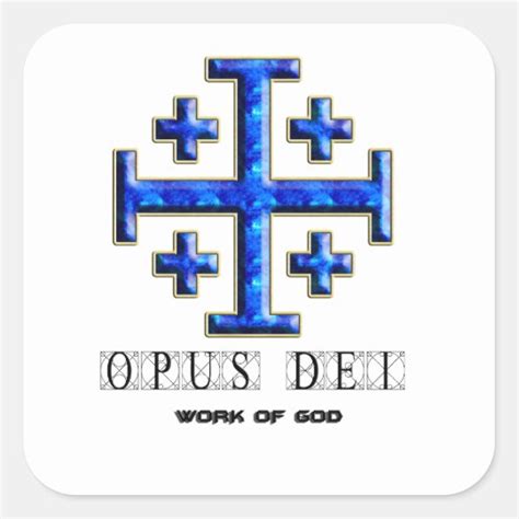 Ver 4 Jerusalem Cross Opus Dei Clear Back Square Sticker