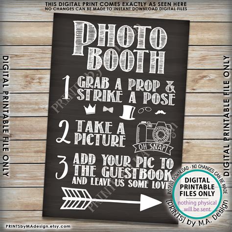 Photobooth Sign Arrow Right Photo Booth Wedding Sign Add Photo To