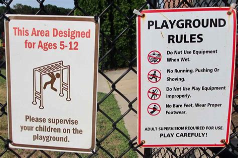 Playground Safety Signs And Labels