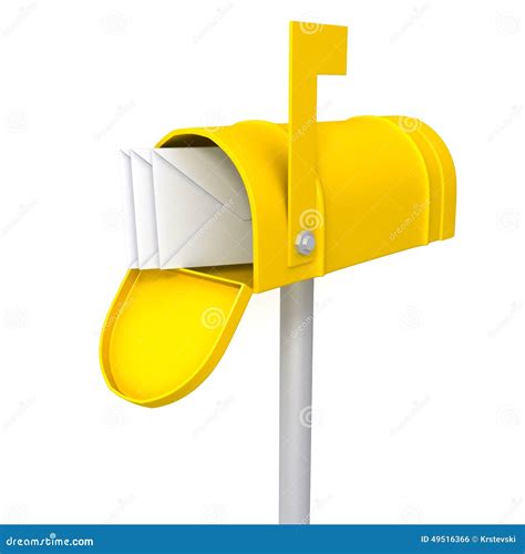 Yellow Mailbox With Envelopes 3d Illustration Stock Illustration