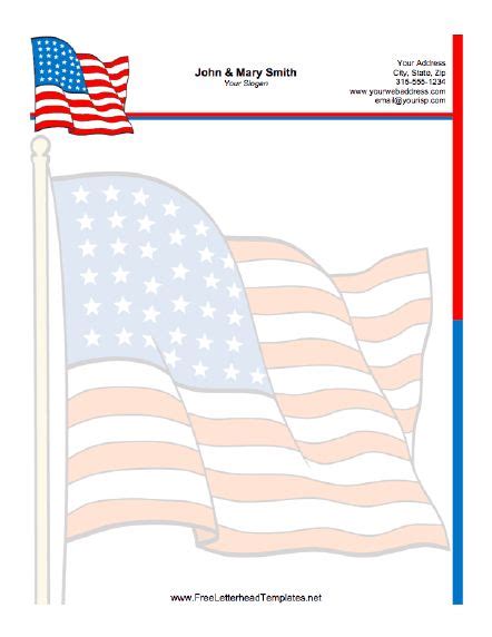 The American Flag Waves On This Patriotic Printable Letterhead Free To