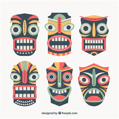 Pack De Máscaras étnicas Hawaianas Vector Gratis