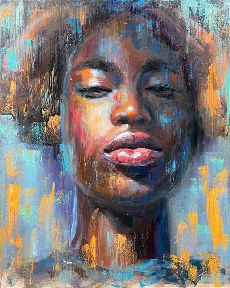 African Queen Portrait Oil Painting Woman Face Art African American Artwork Original Wall Art