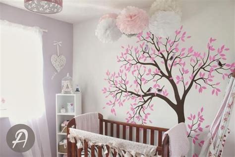 White Tree Wall Decal Large Tree With Birds Wall Sticker White Etsy