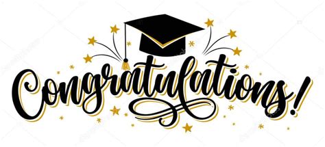 Congratulations Lettering With Graduation Cap And Stars On White Background Stock Photo Images