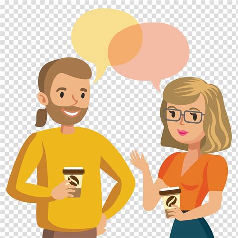 Man And Woman Making Conversation Illustration Female Talk