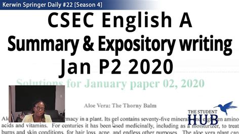 January 2020 Paper 2 Csec English Youtube