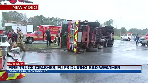 JFRD fire truck overturns on New Kings Road due to weather, no serious