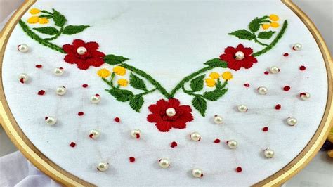Hand Embroidery Neckline Embroidery Design Youtube