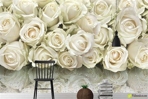 White Roses Wall Mural Made To Order In The Europe