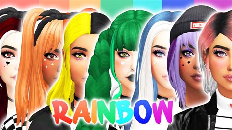 Rainbow E Girls 💛💗💚💙💜 135 Cc Links The Sims 4 Create A Sim Youtube