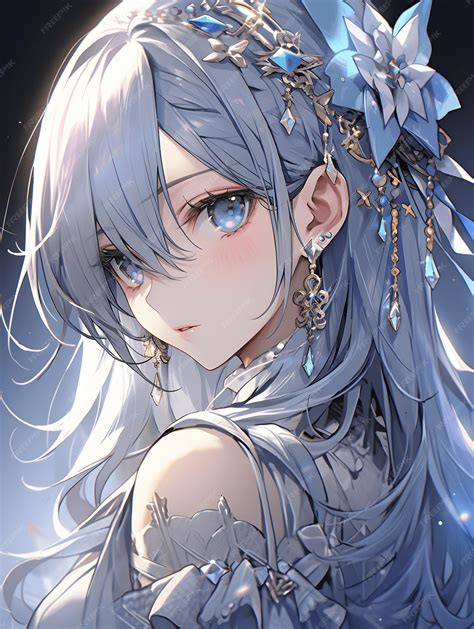 Premium Photo Beautiful Anime Girl With White Hair And Blue Eyes