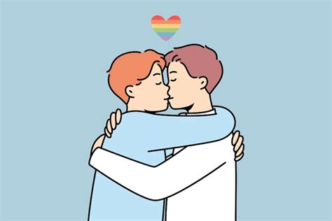 Premium Vector Gay Couple Hugging And Kissing