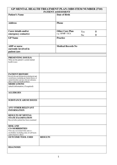 Free Treatment Plan Template