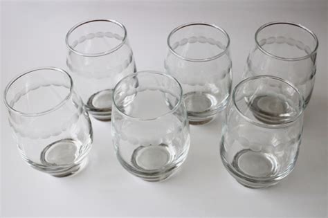 Libbey Tempo Roly Poly Glasses Crystal Clear Tumblers W Mod Dots Etch