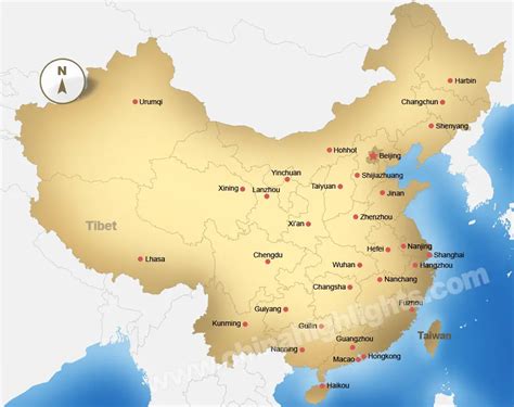 Map Of China Cities Color 2018
