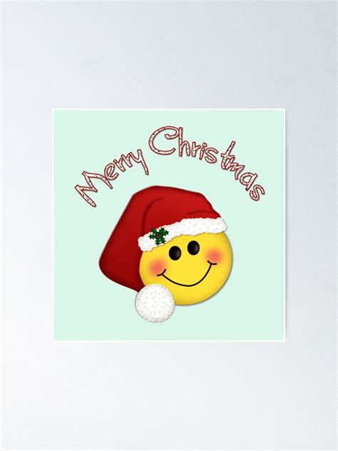 Santa Smiley Merry Christmas Poster By Lallinda Redbubble