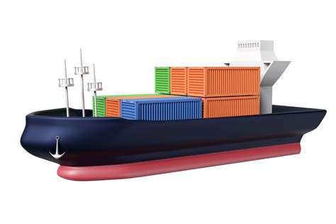 Cargo Ship With Container In Ocean Transportation Isolated Shipping