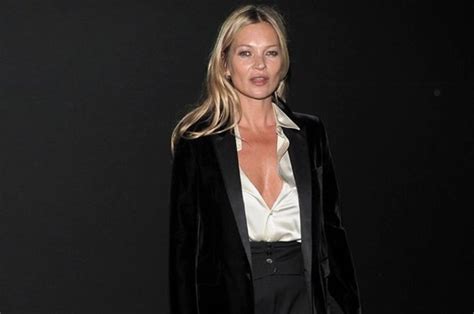 Kate Moss Risks Nip Slip In Shirt Slashed To Navel At Paris Fashion