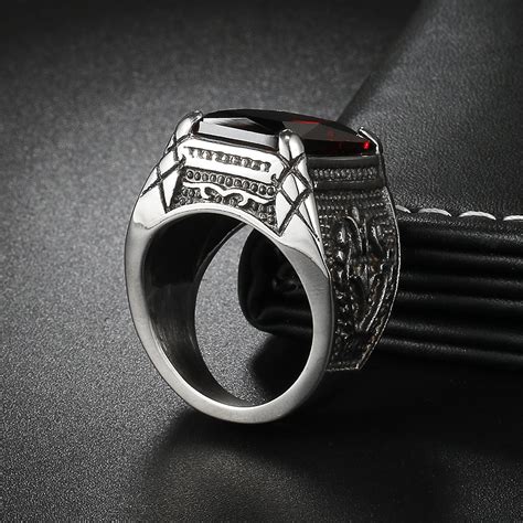 Jiayiqi Vintage Cz Stone Mens Rings Punk Style 316l Stainless Steel