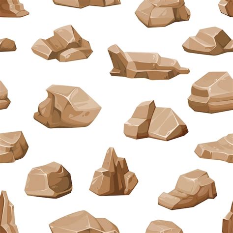 Premium Vector Seamless Pattern Of Brown Rock Stones And Boulders