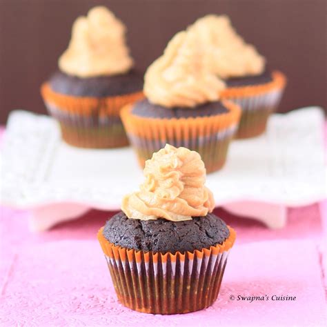 Swapna S Cuisine Dark Chocolate Cupcakes With Peanut Butter Frosting