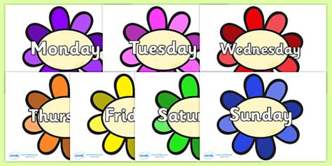 Days Of The Week On Flowers