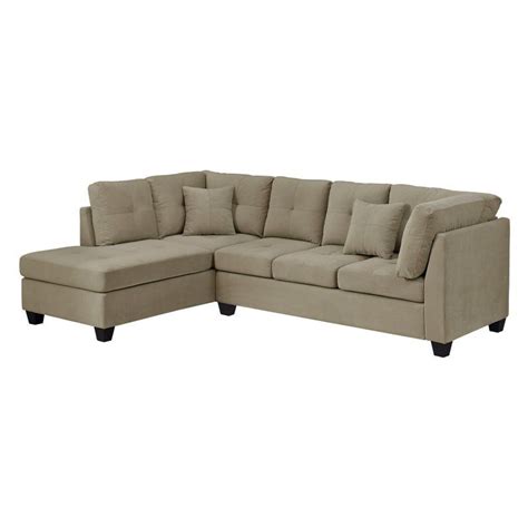Thelma sectional sofa w/sleeper & ottoman in gray polished microfiber. Monarch Specialties Tufted Microfiber Sectional Sofa Taupe ...