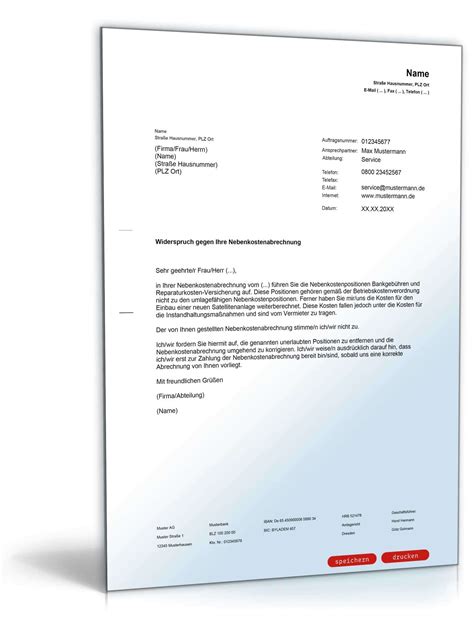 31 jul nebenabrede vertrag muster. Widerspruch Nebenkostenabrechnung | Muster zum Download